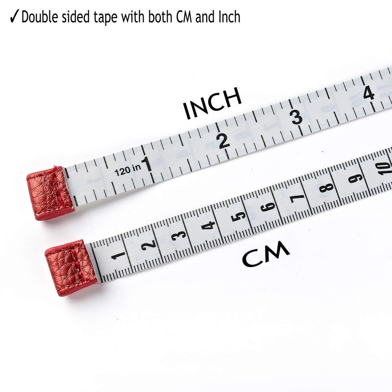 Z_جوده وثقه 3m/120 Tape Measure Body Measuring Tape for Body Cloth Tape Measure for Sewing Fabric Tailors Medical Measurements Tape Dual Sided Leather Tape Measure Retractable (Red, 1 Pack) - Image 2